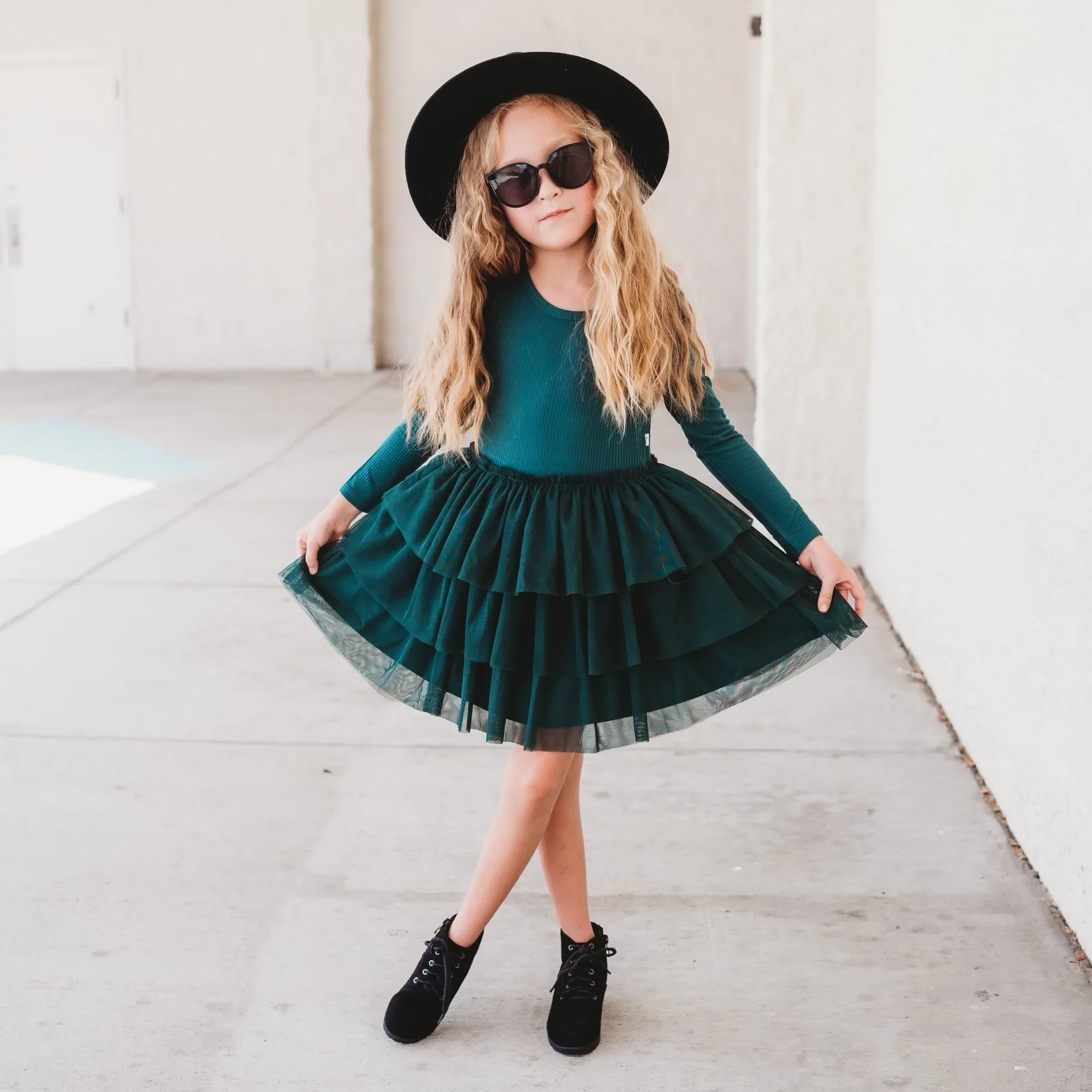Evergreen Rib Dream Tutu Dress