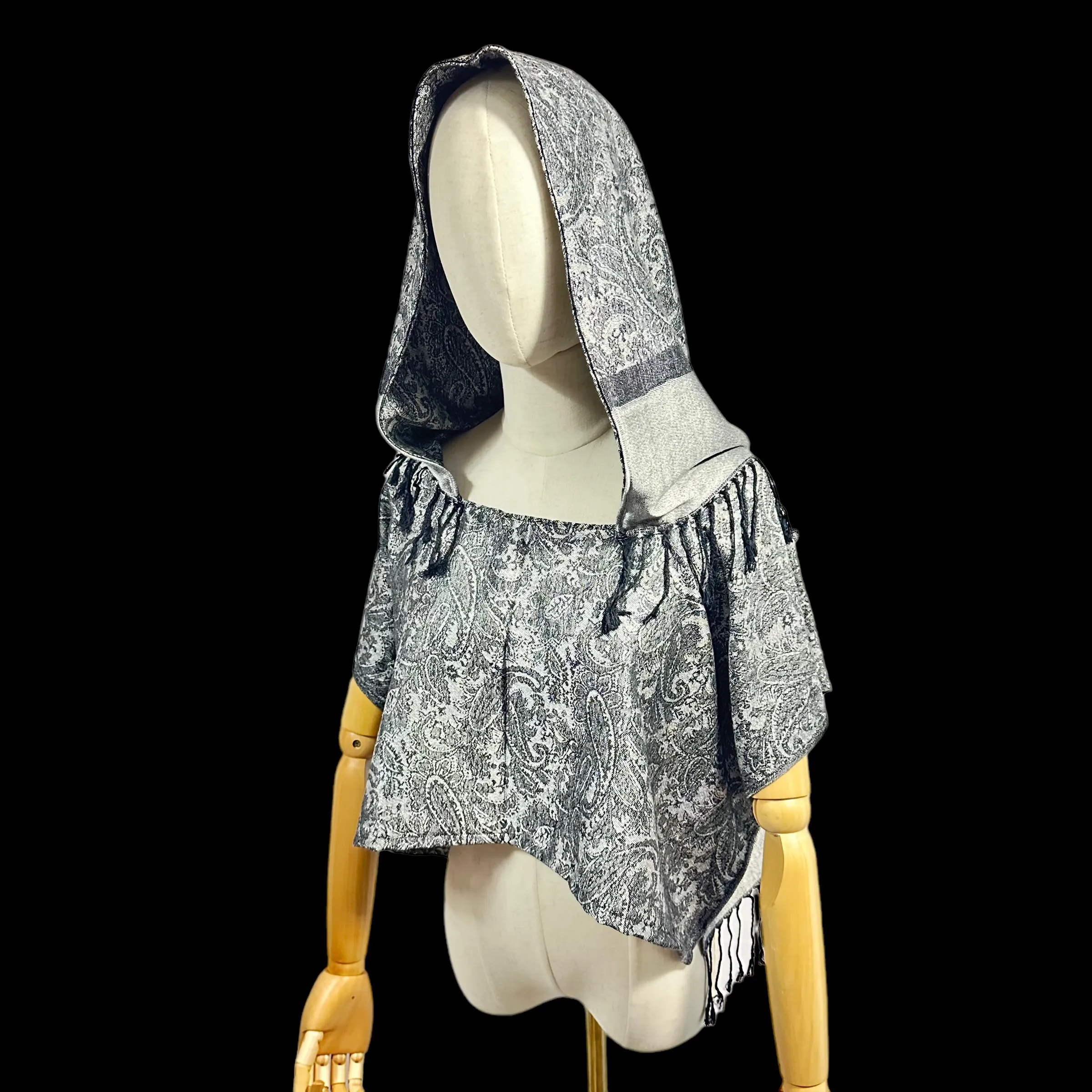 Exotic Grey - Pashmina Hooded Crop Top