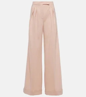 Faraday Max Mara Wool Jersey Wide Leg Pants, Pink