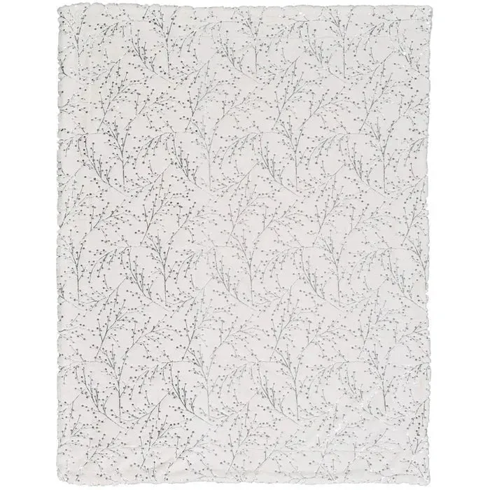 Faux Fur SN107 Ivory/Silver Throw Blanket