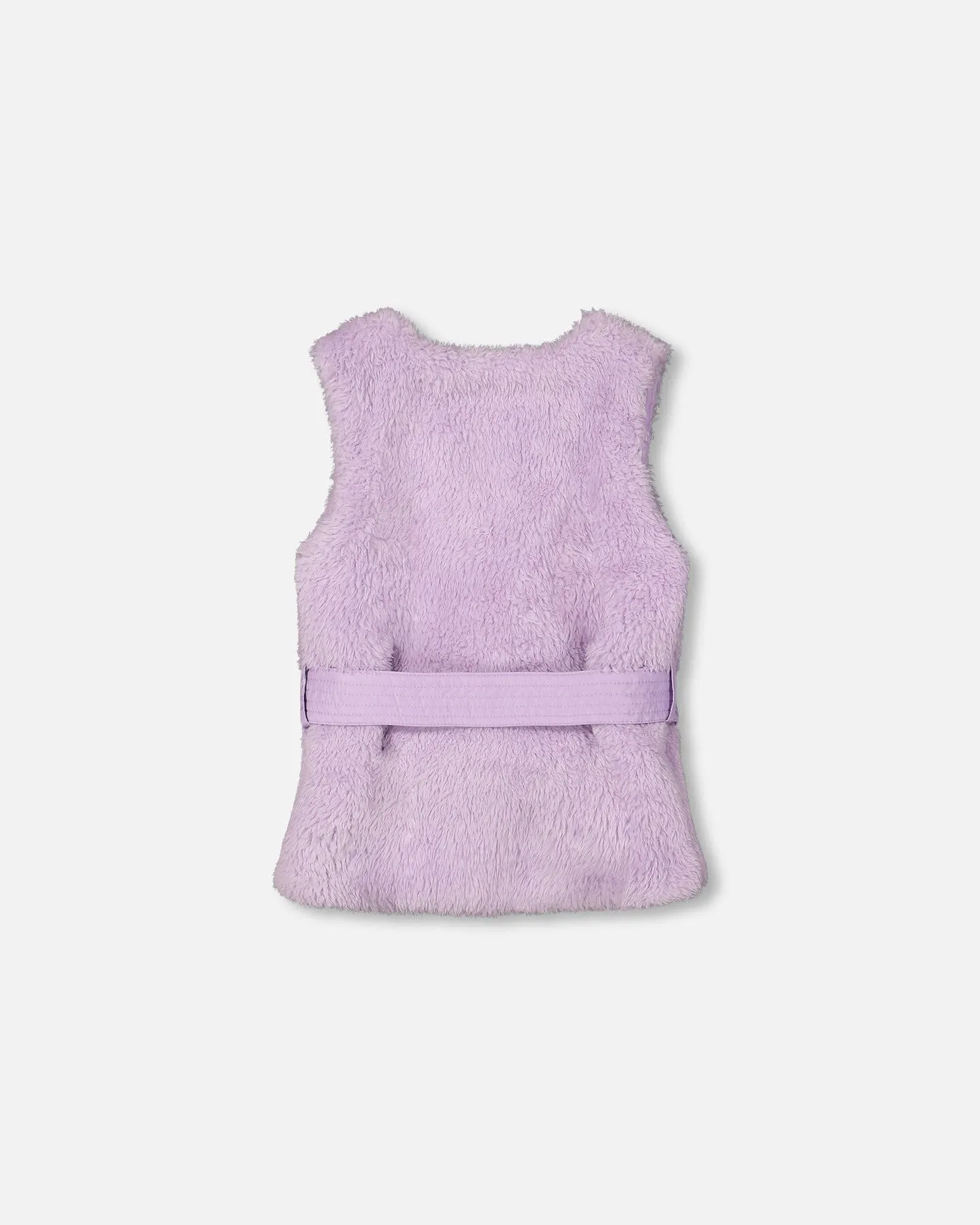 Faux Fur Vest With Belt Lavender