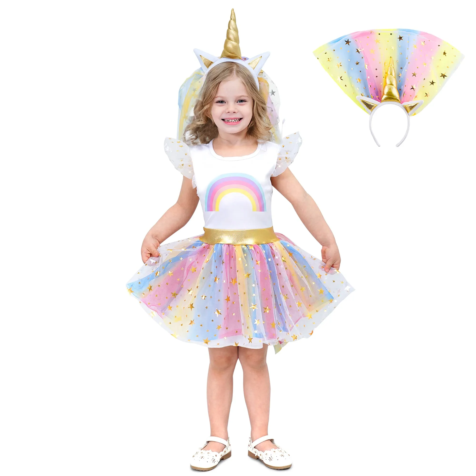 Girl Unicorn Costume Tutu Dress Up Princess Outfit with Headband