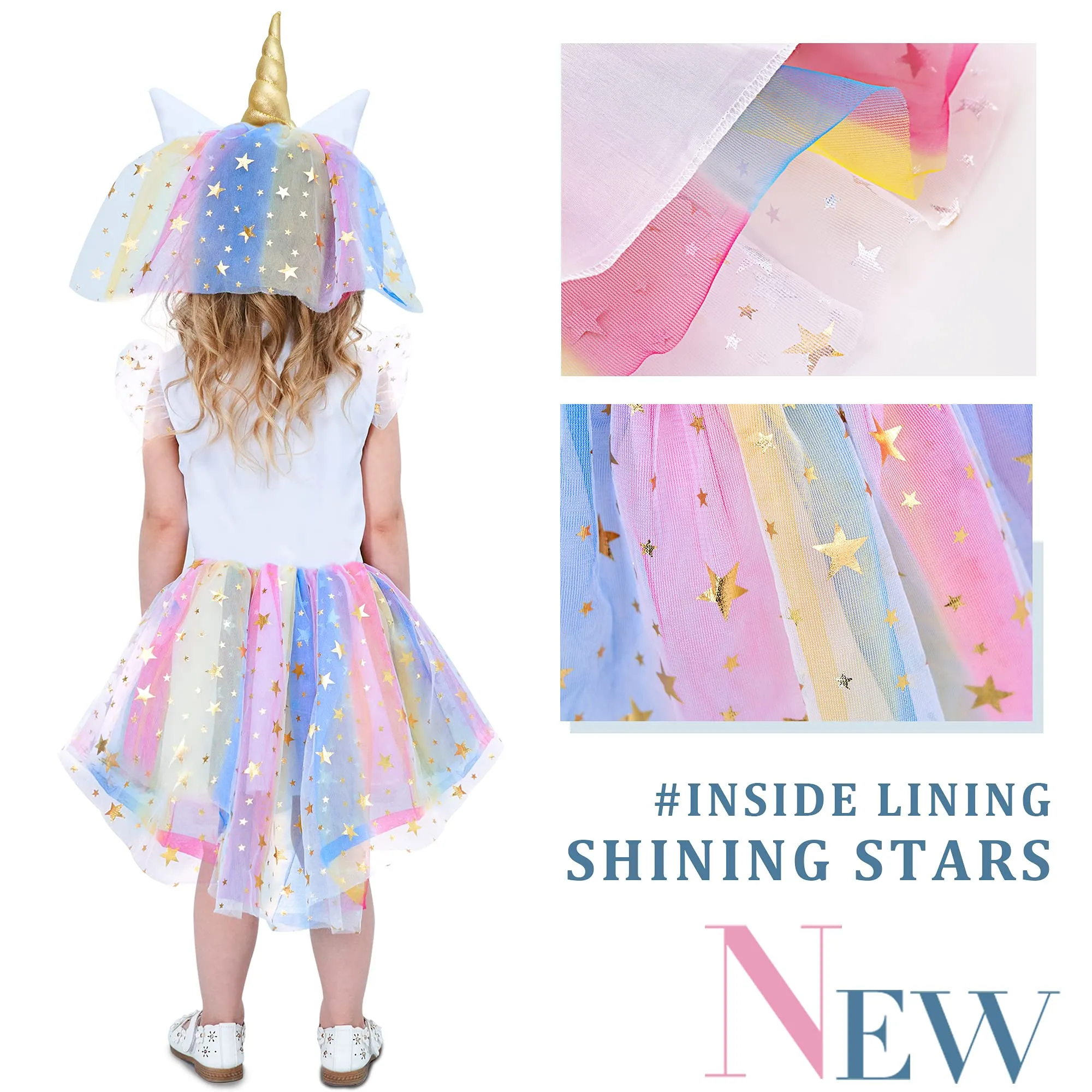 Girl Unicorn Costume Tutu Dress Up Princess Outfit with Headband