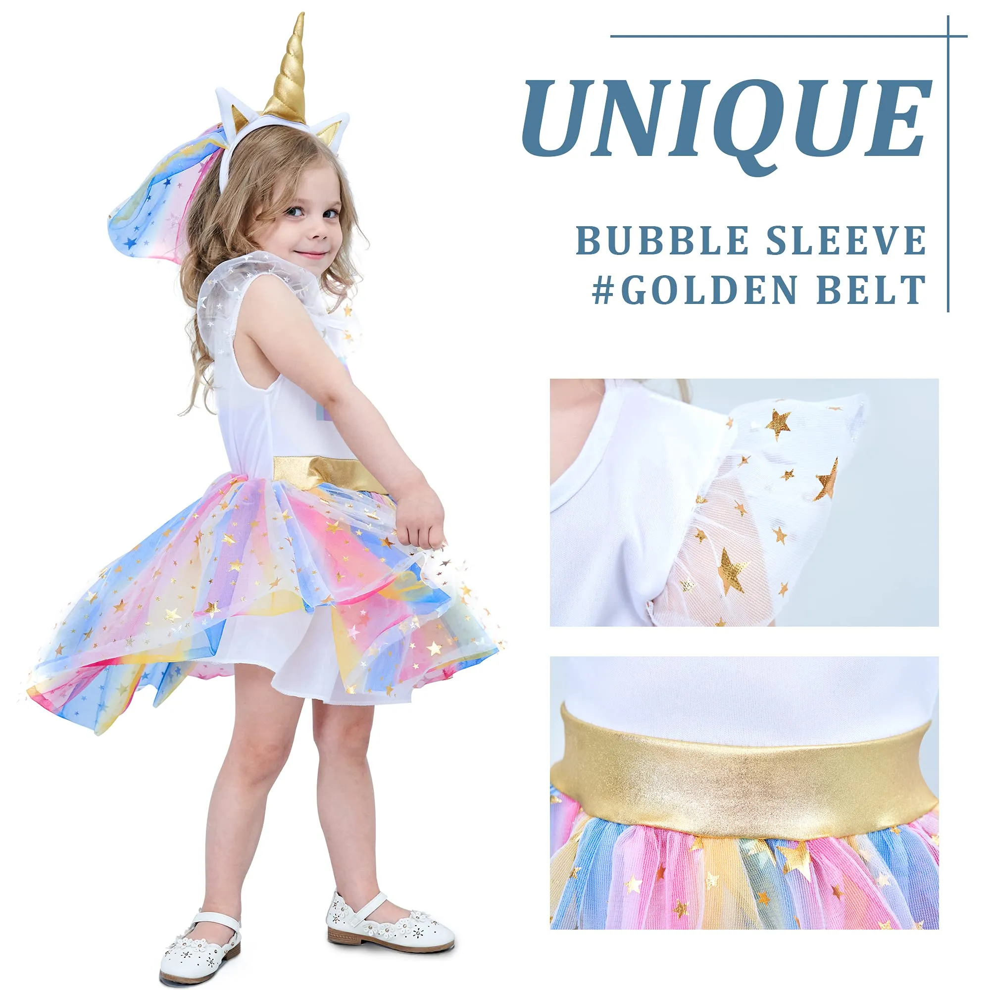 Girl Unicorn Costume Tutu Dress Up Princess Outfit with Headband