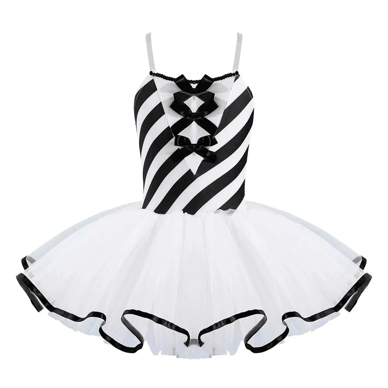 Girls Candy Cane Holiday Costume Red Striped Tutu Dress Dance Wear