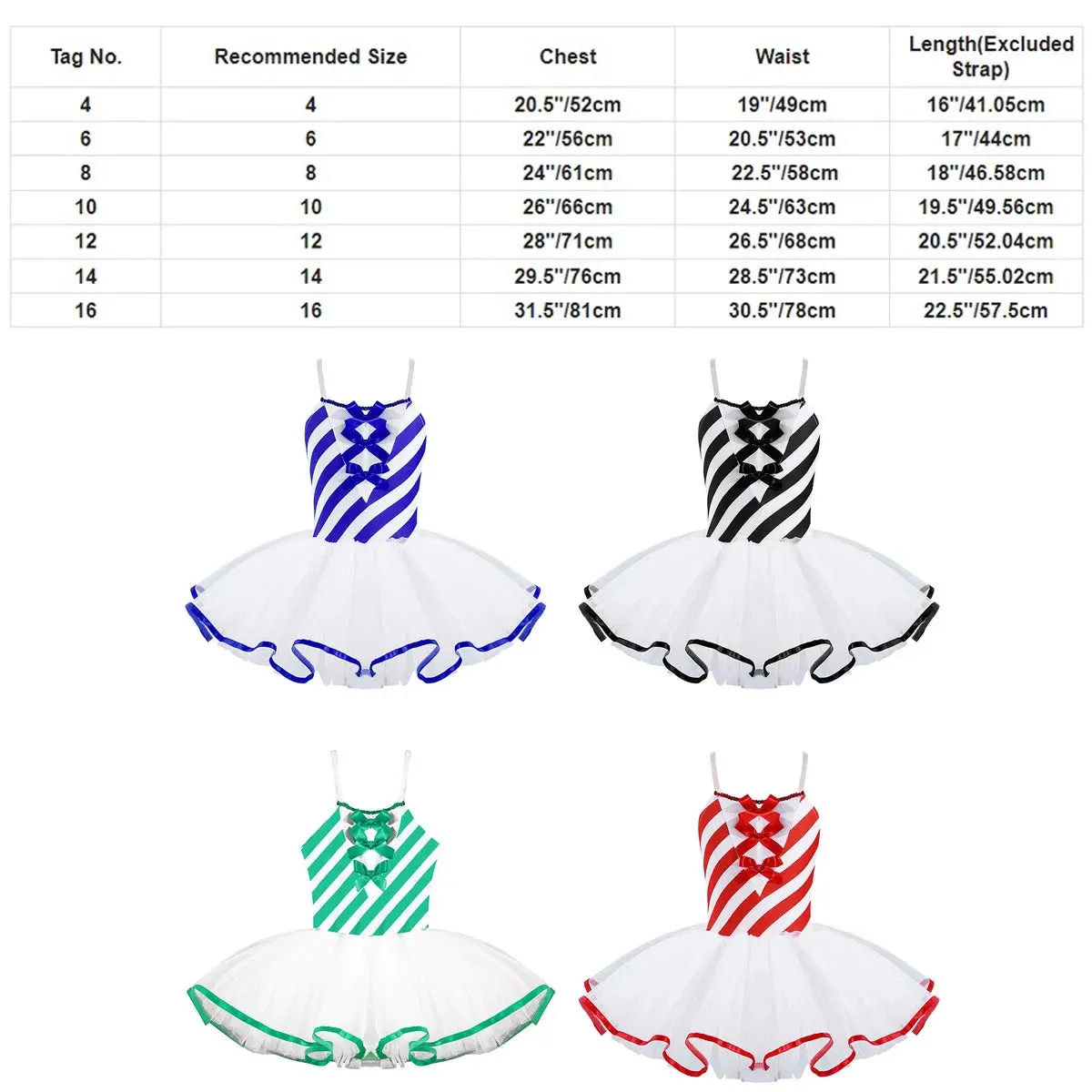 Girls Candy Cane Holiday Costume Red Striped Tutu Dress Dance Wear