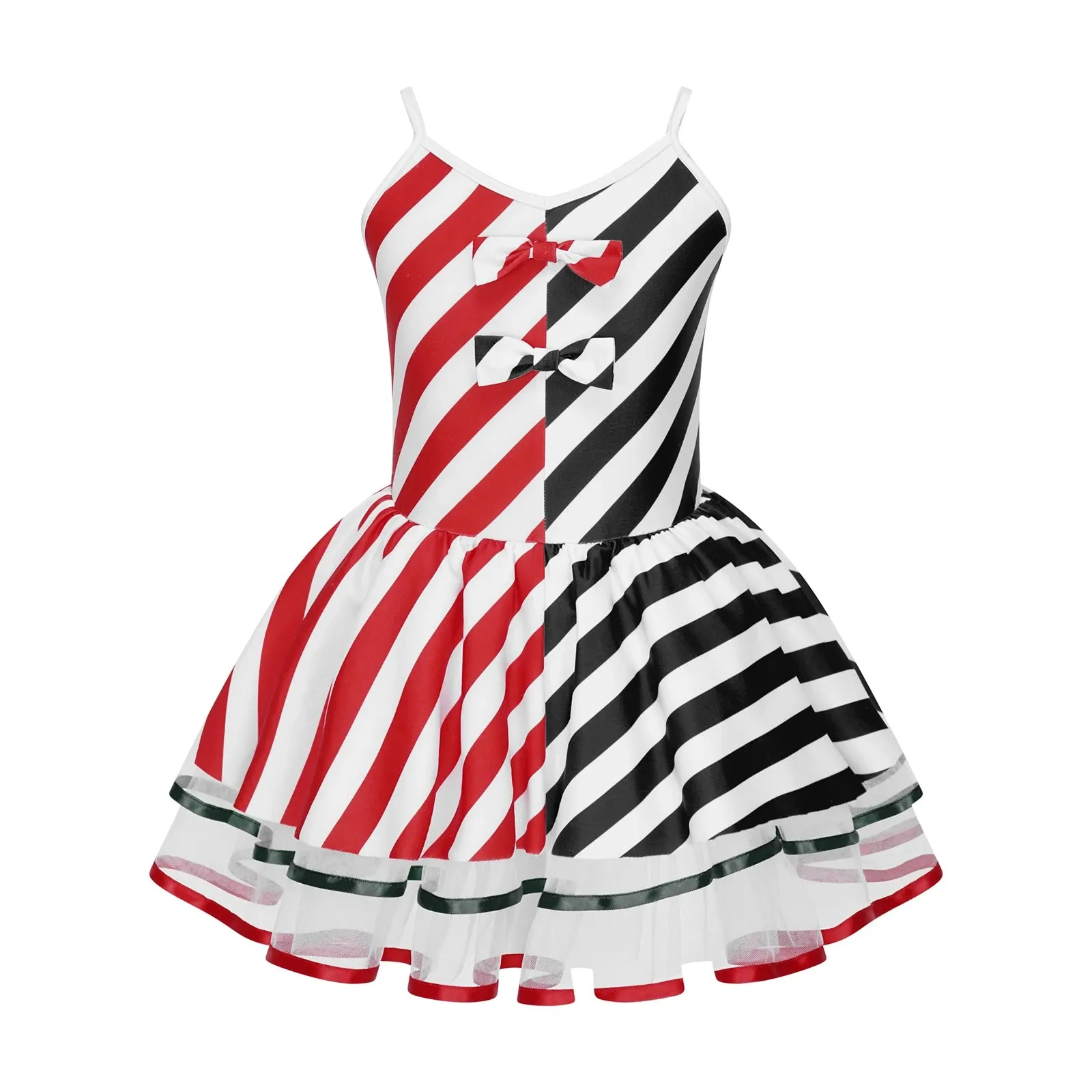 Girls Candy Cane Holiday Costume Red Striped Tutu Dress Dance Wear