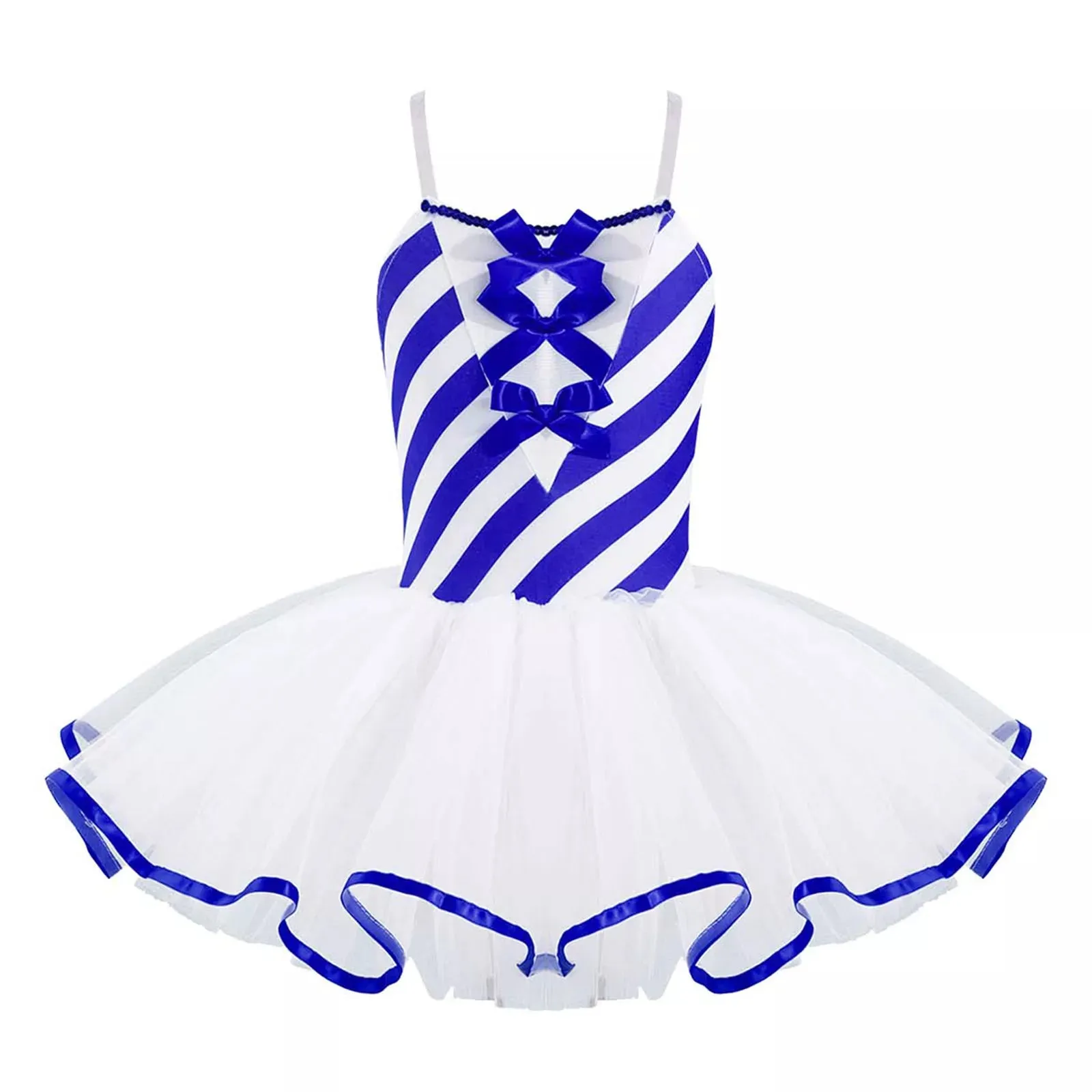 Girls Candy Cane Holiday Costume Red Striped Tutu Dress Dance Wear