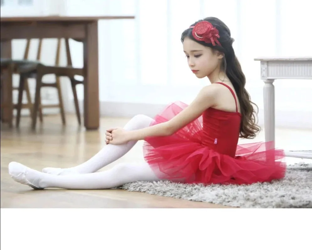Girls Red Ballet Tutu Dress Dance Practice Costume