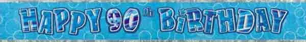 Glitzy Blue - Banner -  90th Birthday