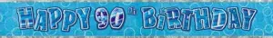 Glitzy Blue - Banner -  90th Birthday