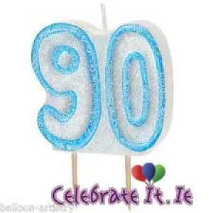 Glitzy Blue Birthday Candle - 90