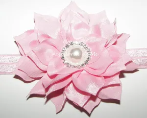Glitzy Pink Flower Headband
