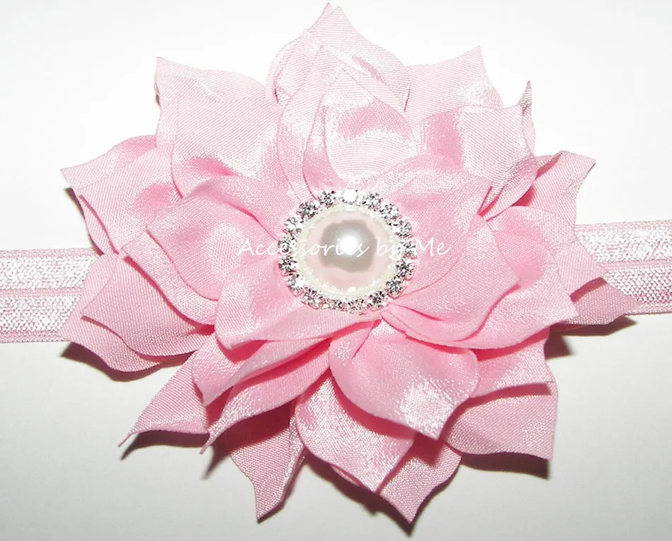 Glitzy Pink Flower Headband