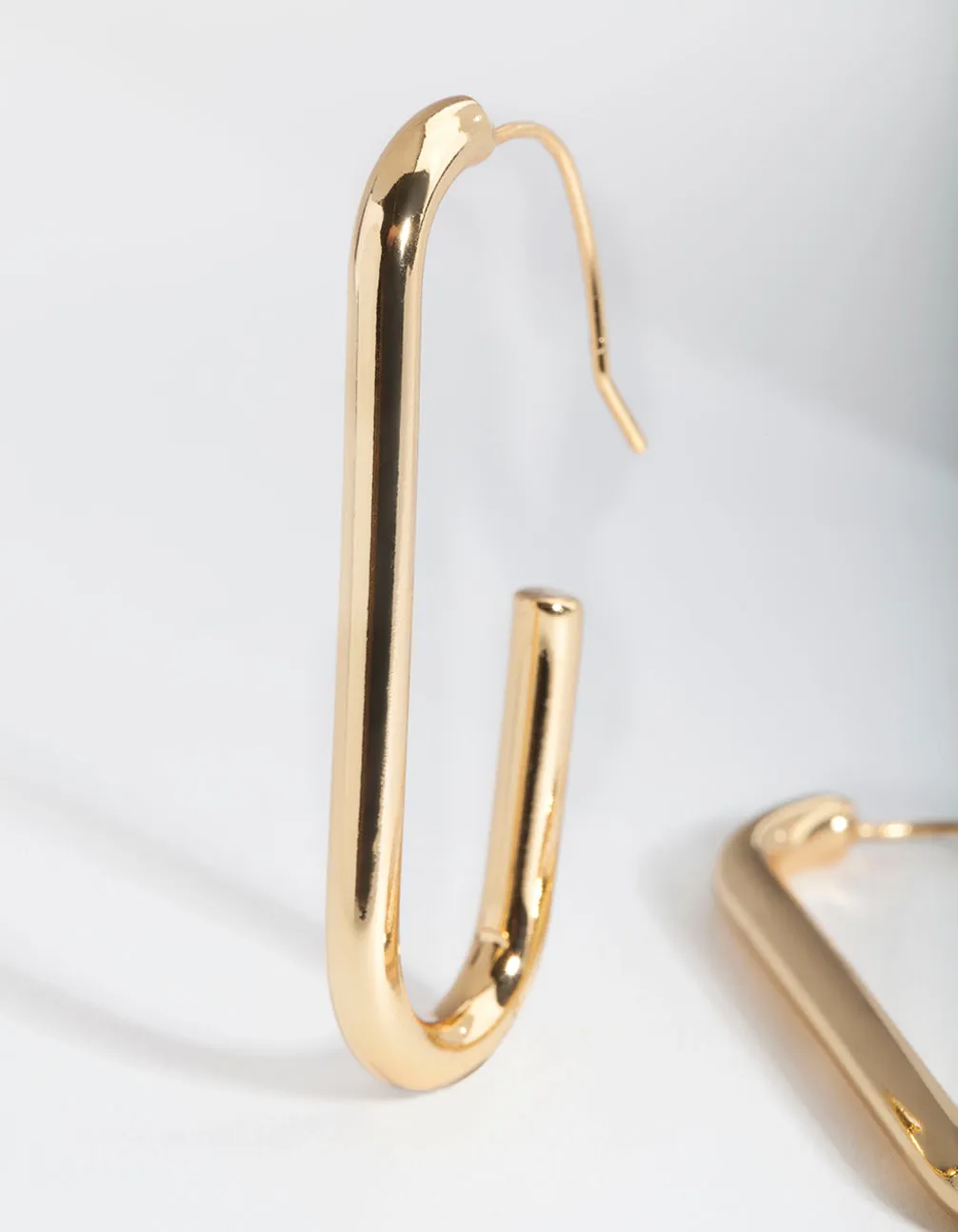 Gold Plated Rectangle Hoop Earrings