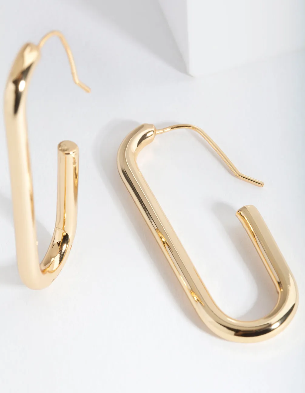 Gold Plated Rectangle Hoop Earrings