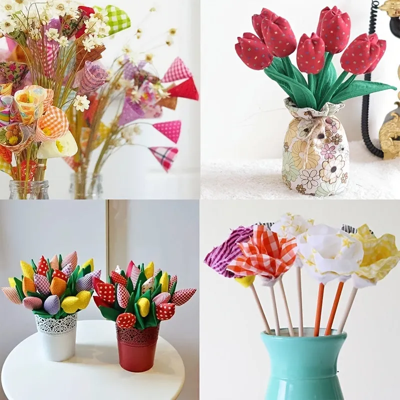 Green Series Floral Cotton Fabric Bundles for DIY Crafts