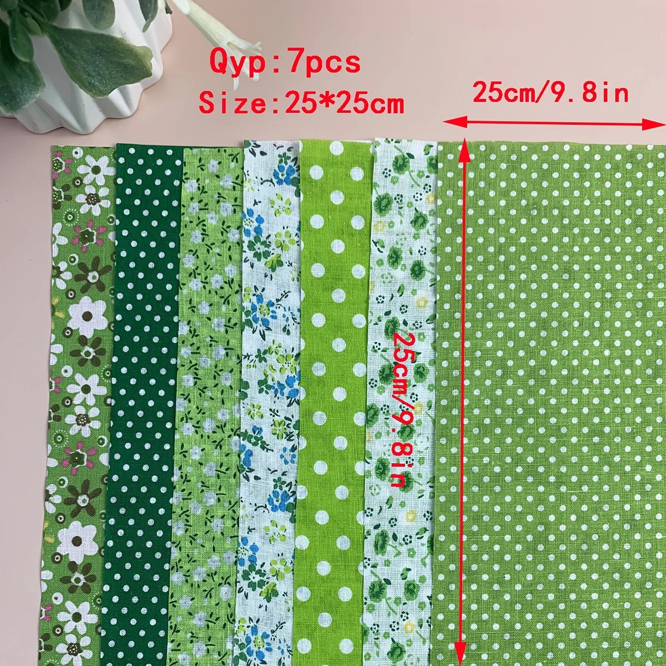 Green Series Floral Cotton Fabric Bundles for DIY Crafts