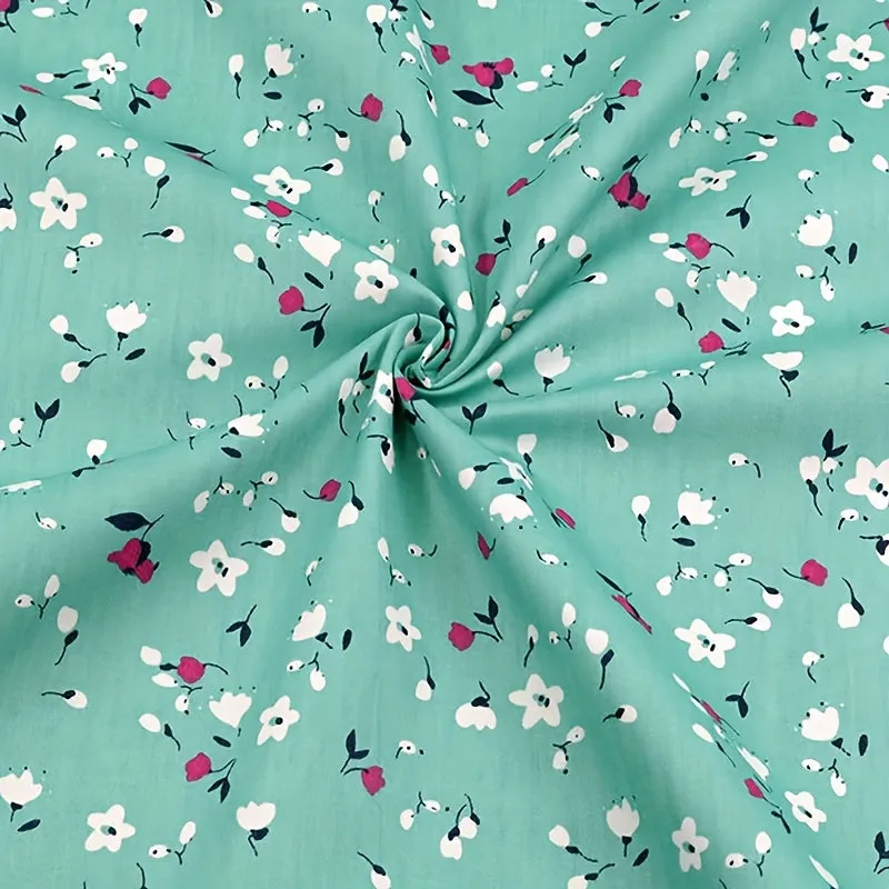Green Series Printed Fabric for DIY Quilting and Needlework
