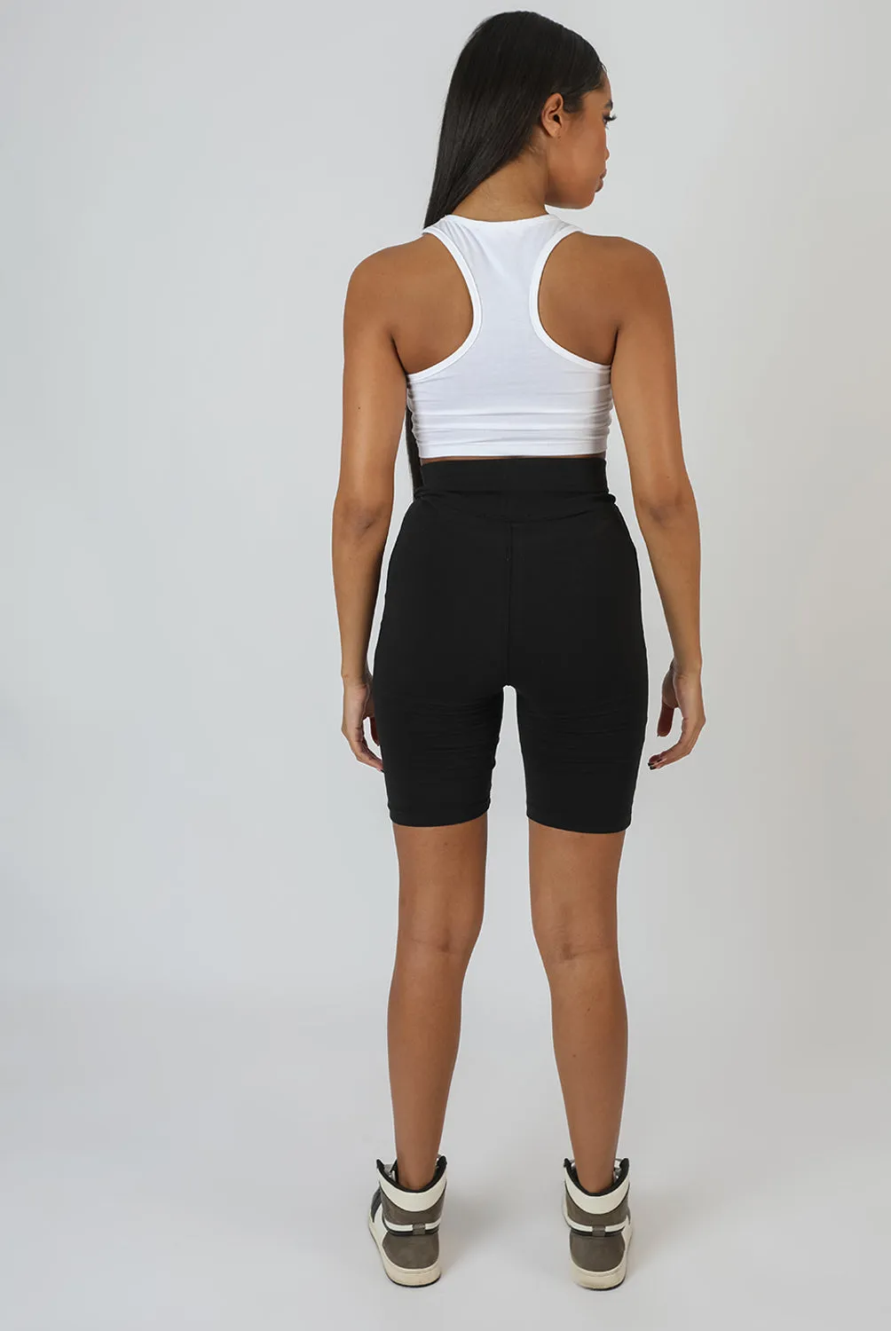 High Waisted Jersey Cycling Shorts Black