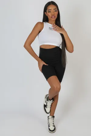 High Waisted Jersey Cycling Shorts Black