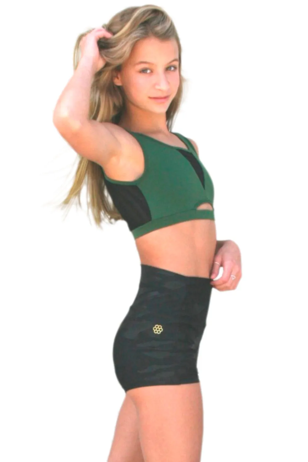 HONEYCUT ADULT HIGH RISE CAMO SLAY SHORTS