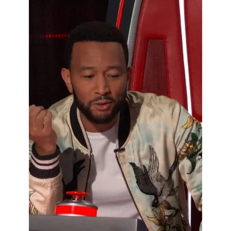 John Legend Bird Print Satin Jacket