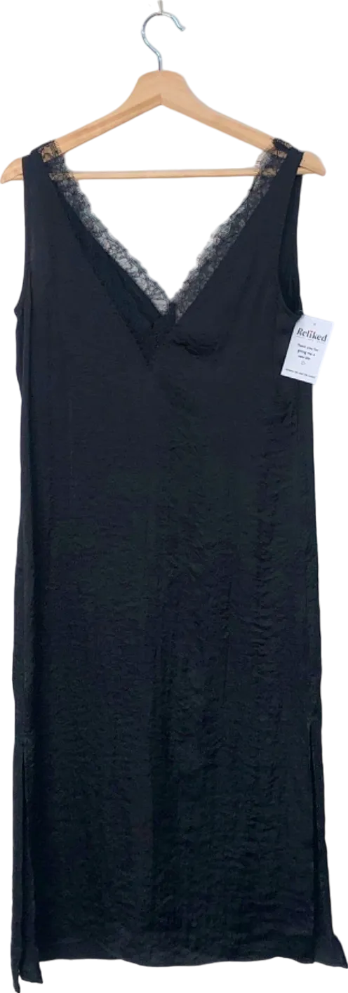 Lefties Black Lace-Trim Slip Dress XS