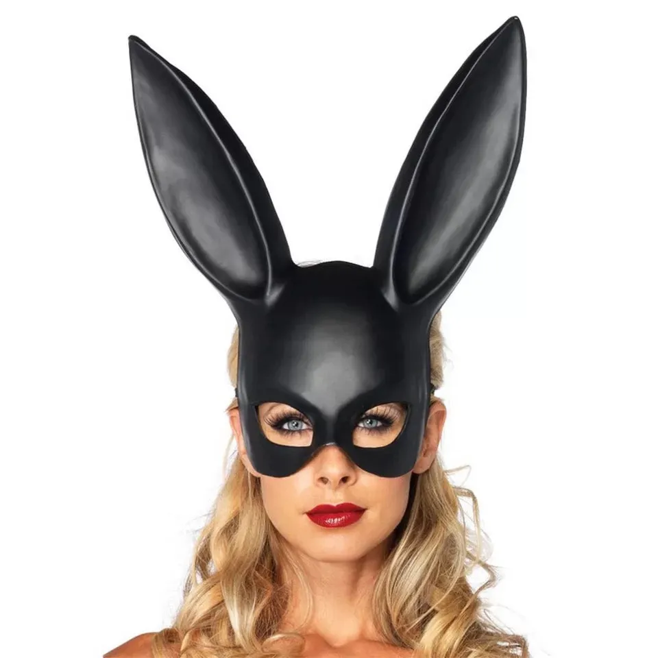 Masquerade Sexy Playboy Bunny Rabbit Ears Mask - Matt Black