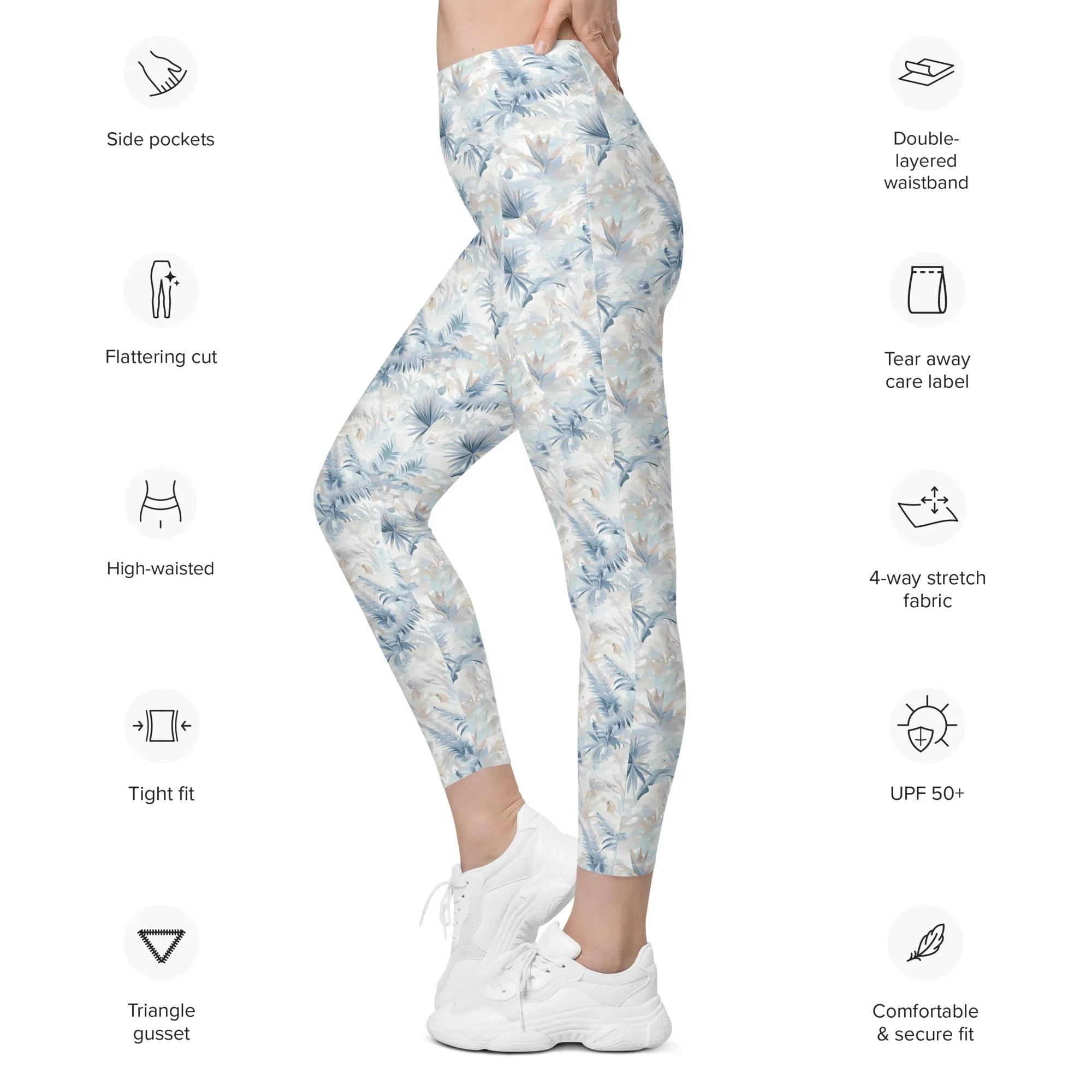 Neutral Toile Tropic leggings with pockets