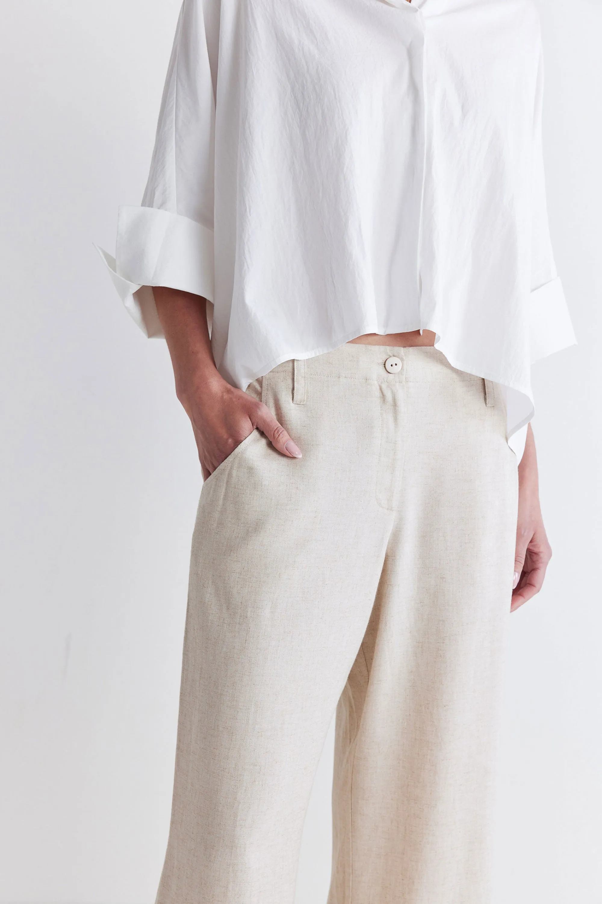 Oversized Poplin Cropped Blouse