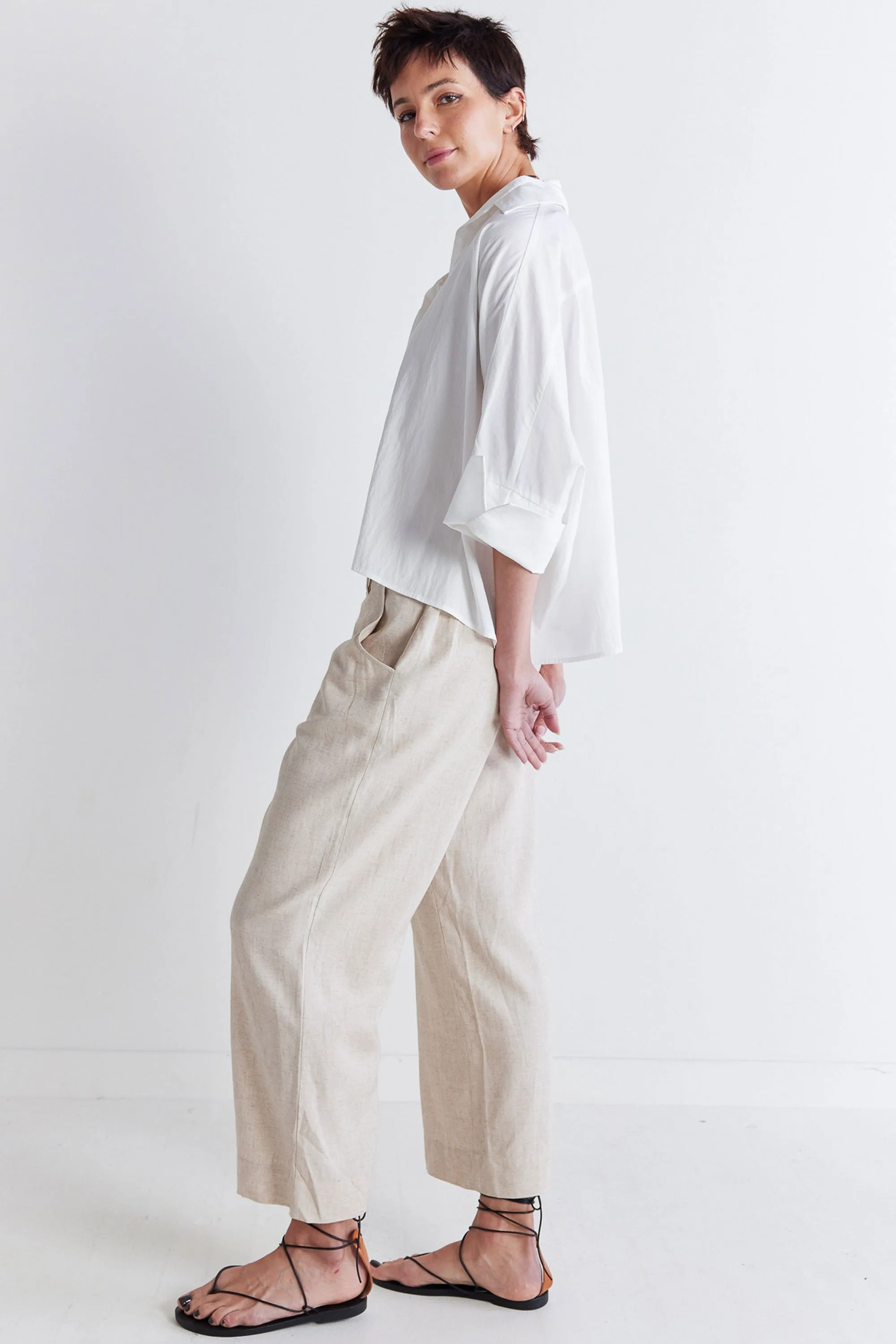 Oversized Poplin Cropped Blouse