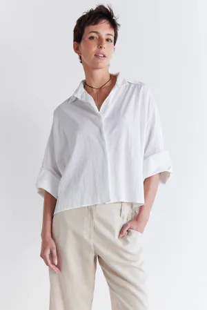 Oversized Poplin Cropped Blouse