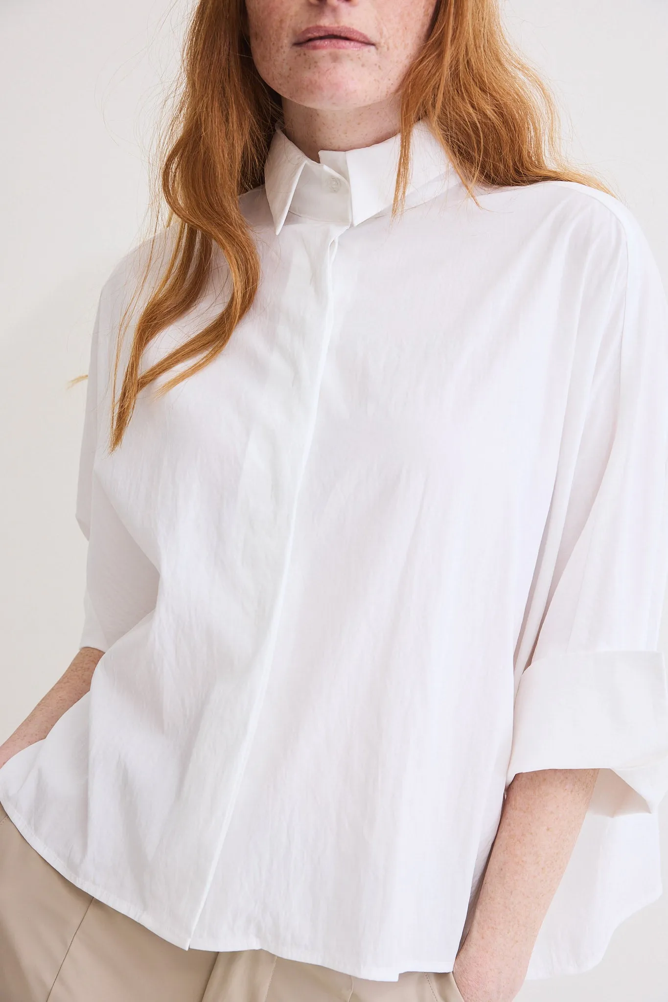 Oversized Poplin Cropped Blouse
