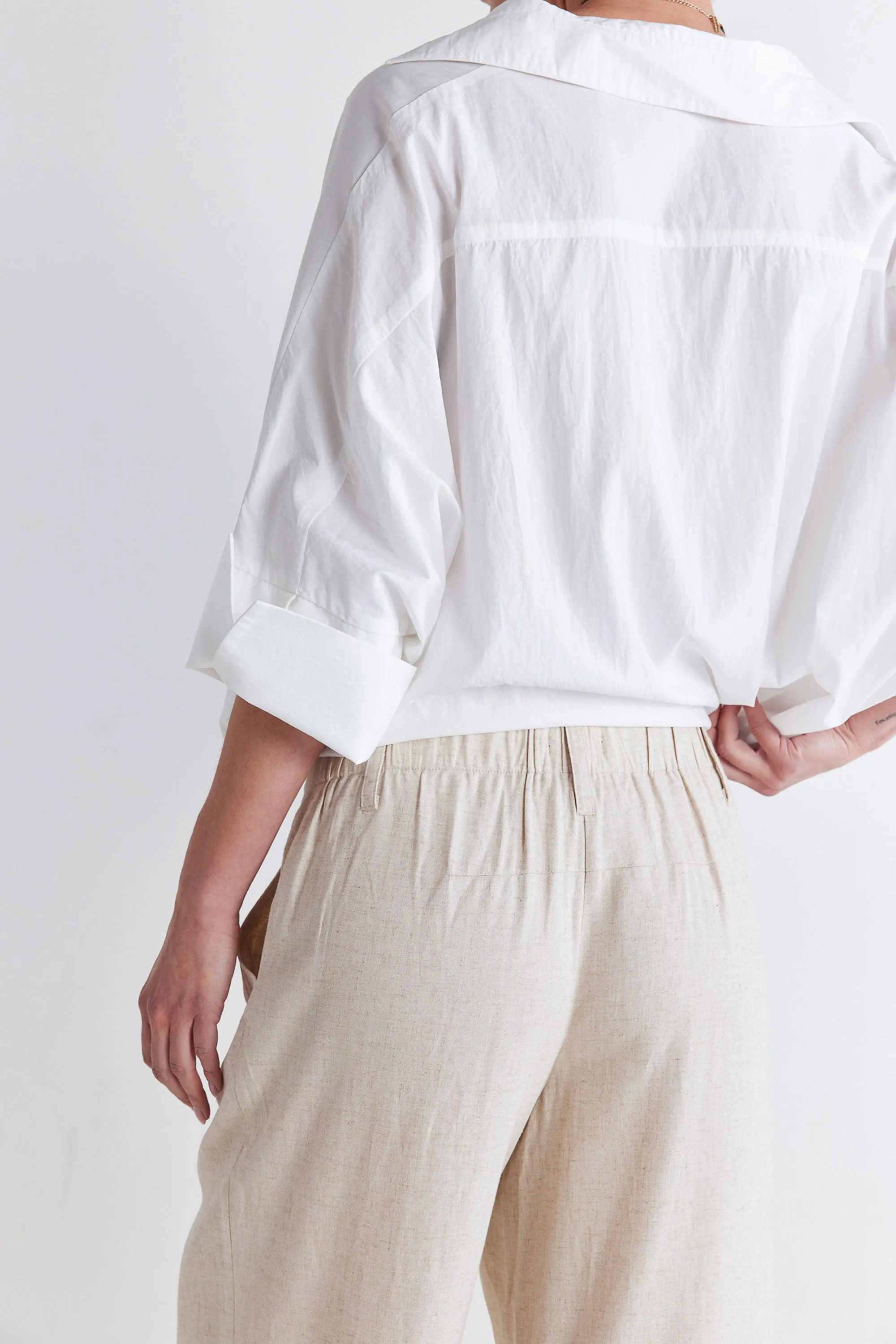 Oversized Poplin Cropped Blouse