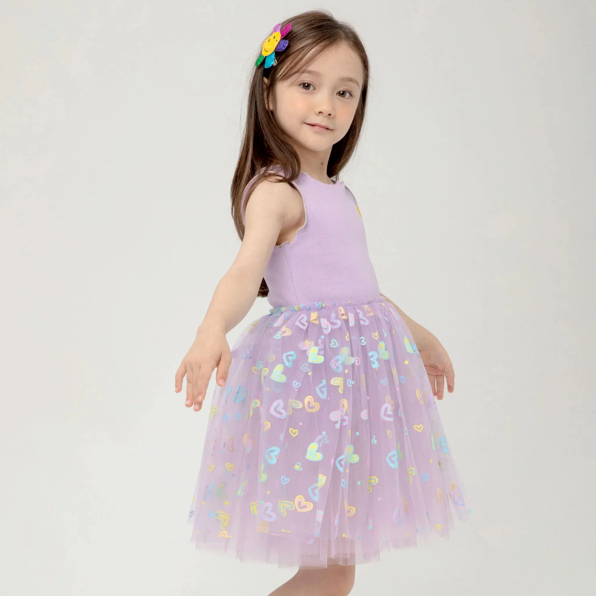 Petite Hailey Elsie Heart Tutu Dress in Purple