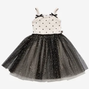Petite Hailey Vintage Flower 6 Tutu Dress in Black