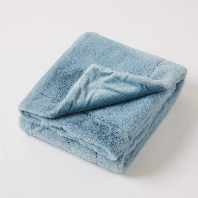 Pilbeam Living Muse Faux Fur Super Soft Baby Blanket-Cottage Blue