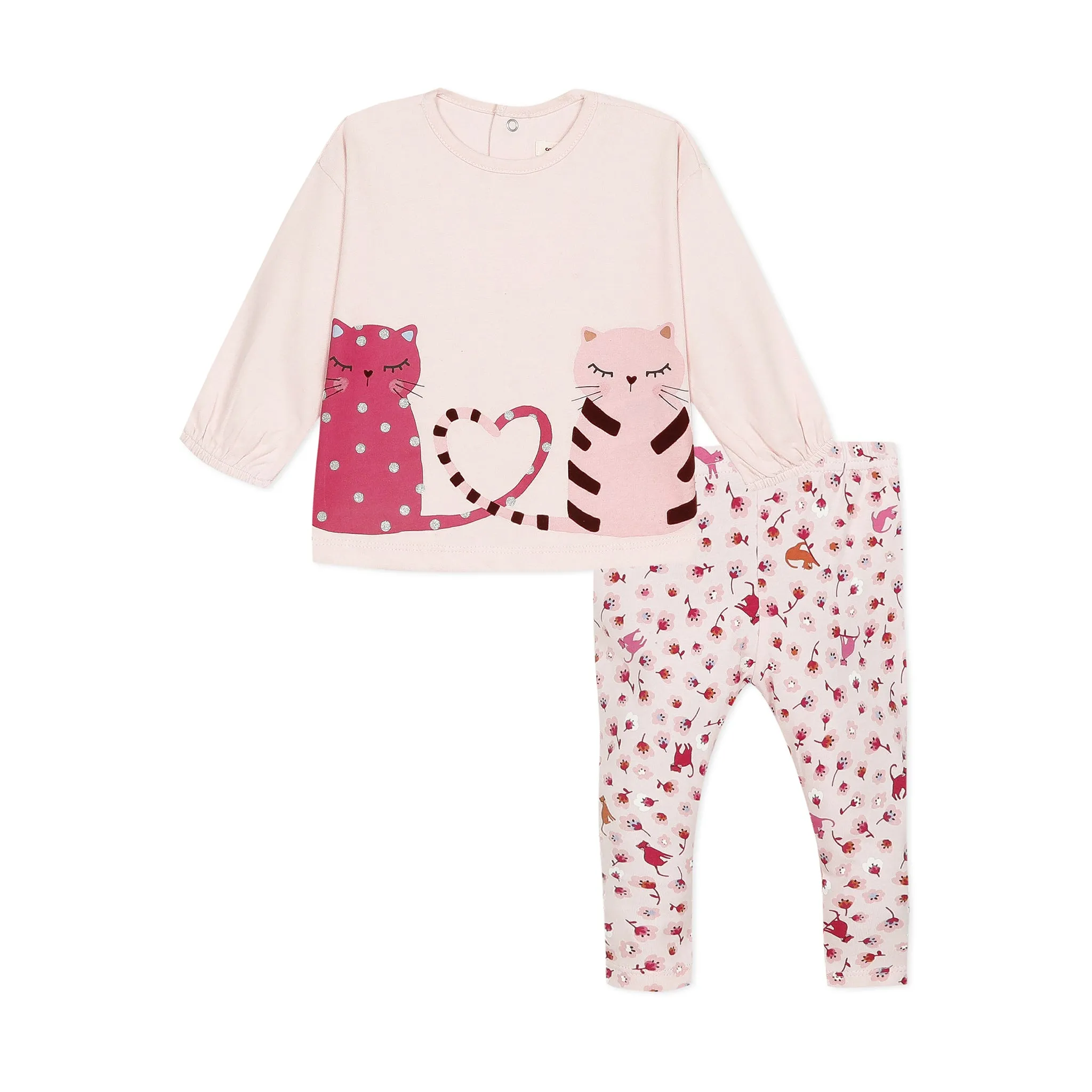 Pink T-shirt and floral printed pants  - FINAL SALE