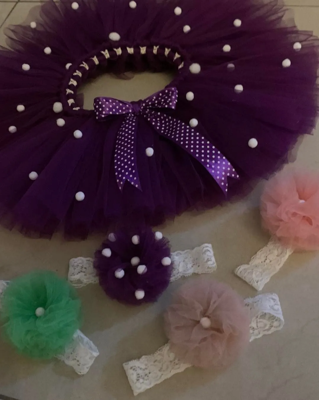 Plum Perfection Tulle Tutu and Floral Headband Set