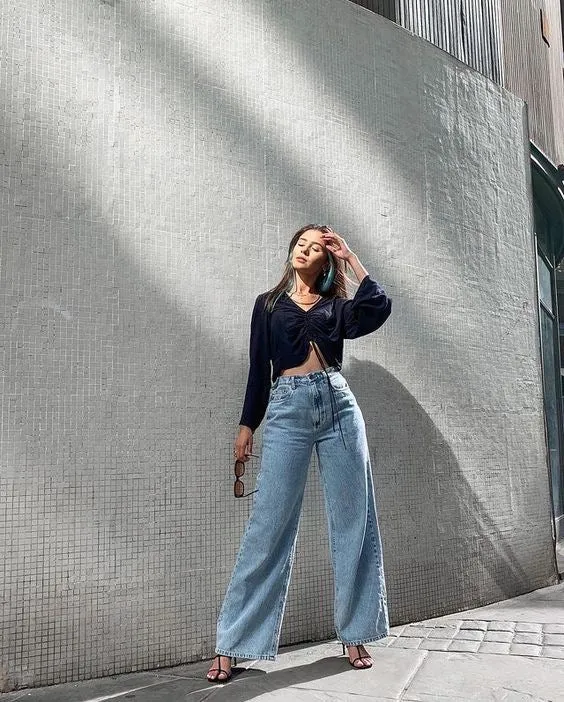 PULL & BEAR WIDE LEG JEANS - UK 4