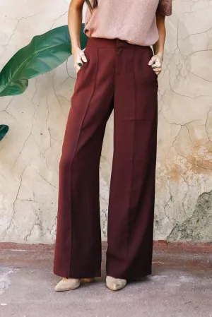 Rigby Wide Leg Trousers in Burgundy