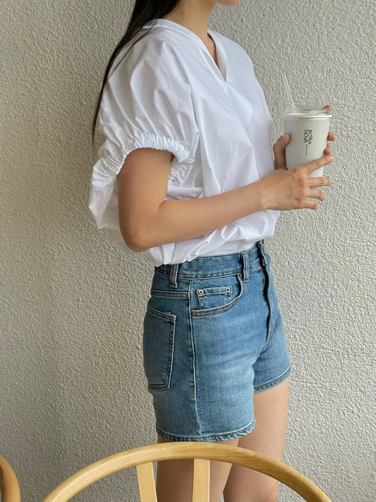 SHIRRING OVERSIZED BLOUSE