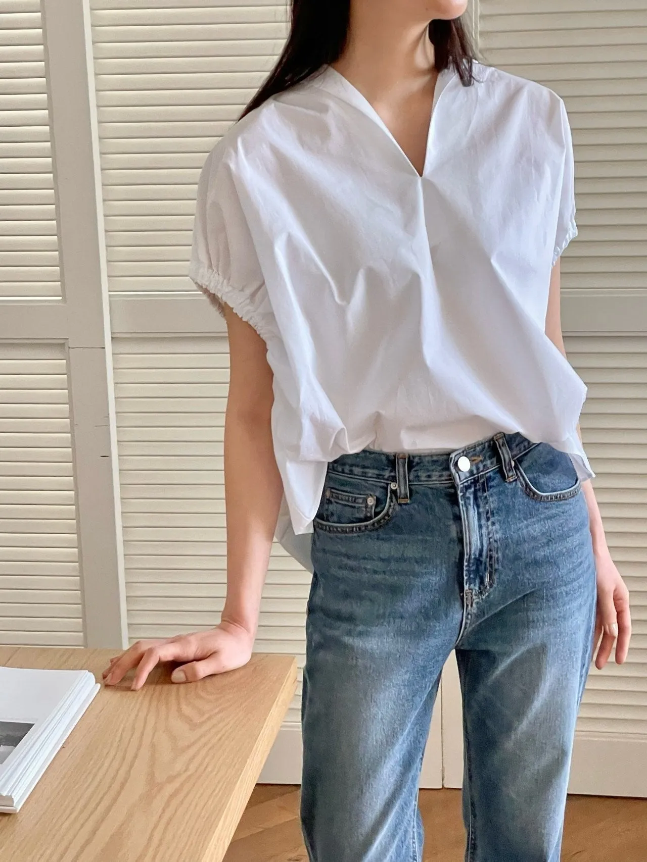 SHIRRING OVERSIZED BLOUSE