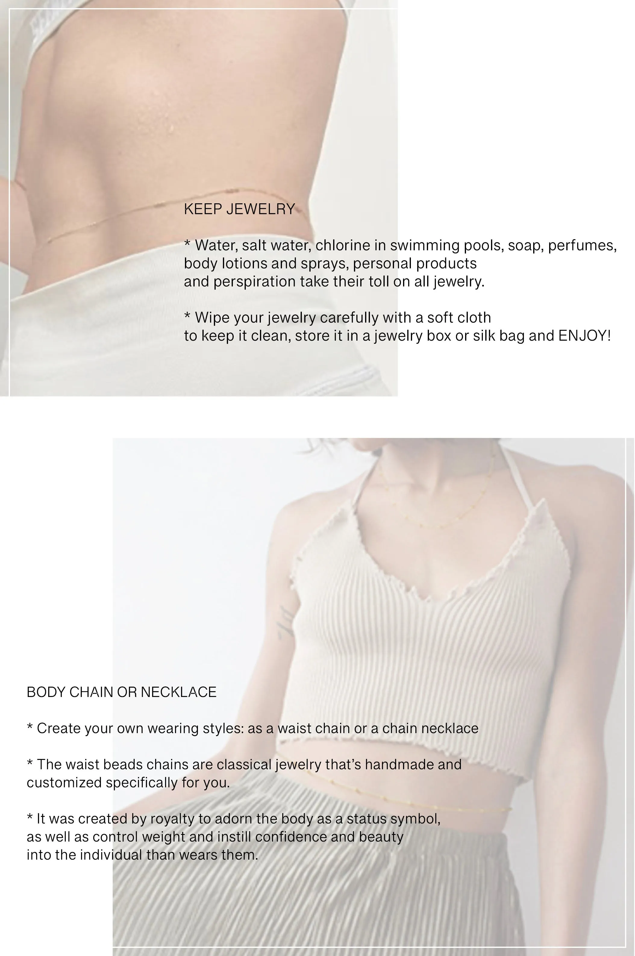 Simple Black Thin Beads Waist Chain Natural Decorations Belly Chains (2 Colors Available)
