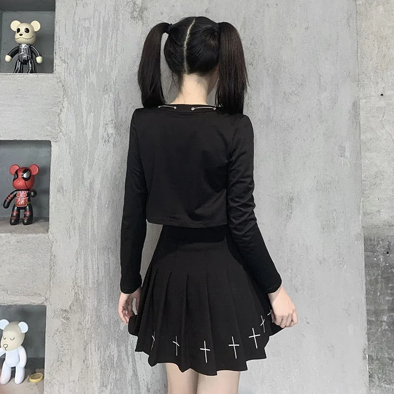 Techwear Crop Top With Chains