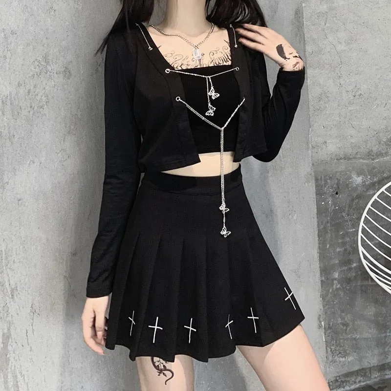 Techwear Crop Top With Chains