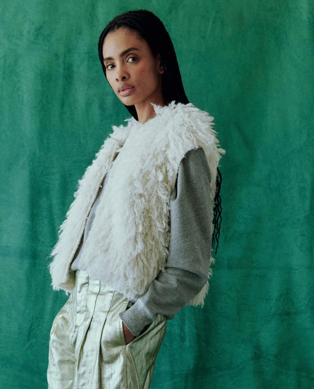The Great - Boucle Loop Vest in Soft White