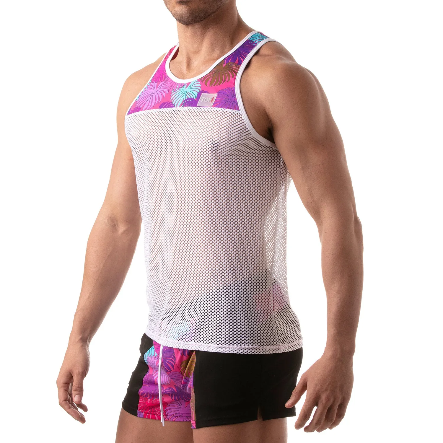 TOF Paris Floral Mesh Tanktop Pink