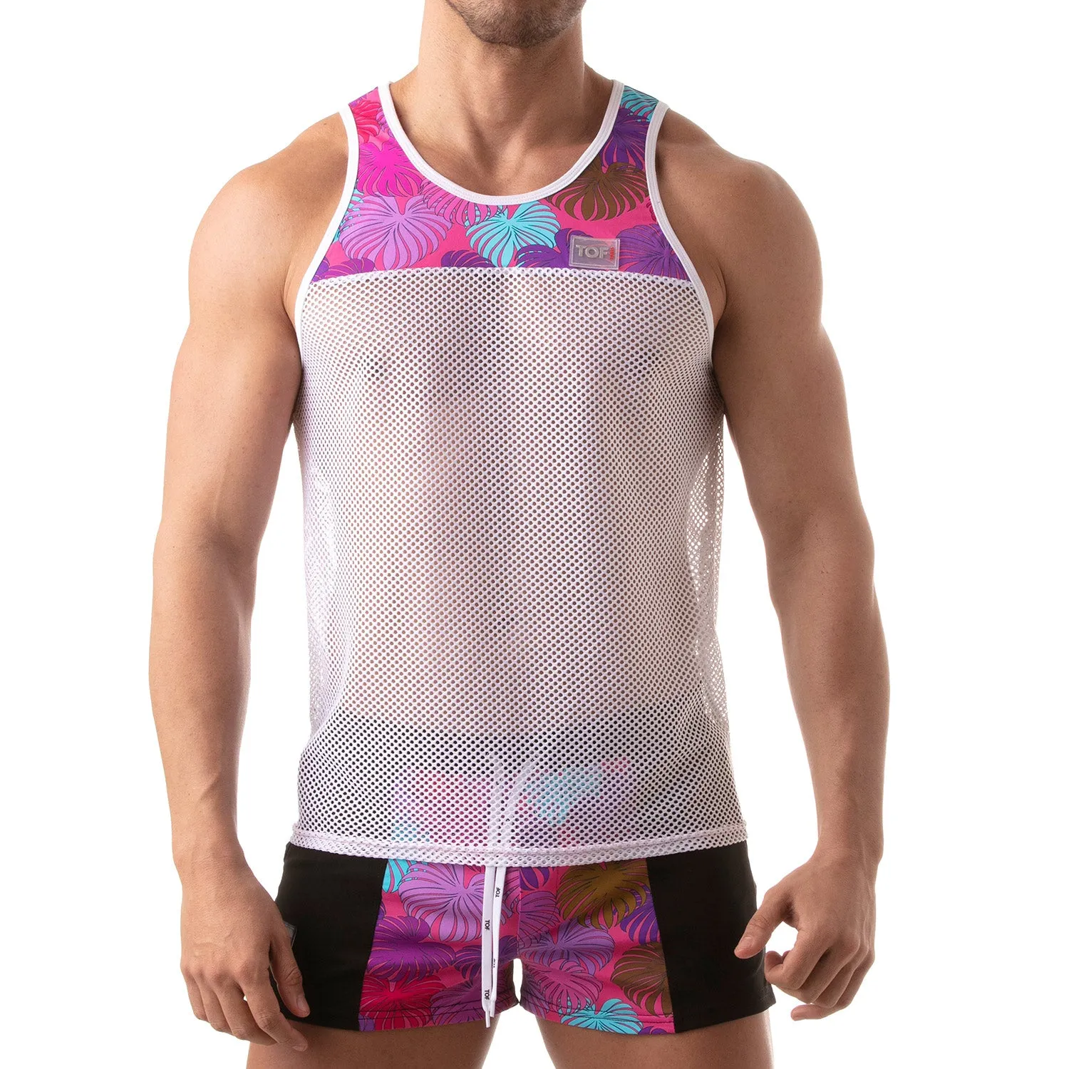 TOF Paris Floral Mesh Tanktop Pink